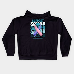 Thyroid Cancer Support Blue Pink teal  Ribbon Support Thyroid Cancer awareness Kids Hoodie